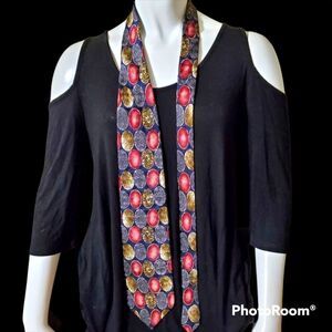 Vintage Zionetti Blue, Red, & Tan Silk Tie